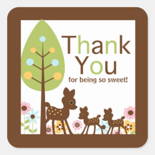 Baby-Rotwild paart mehrfache Babyparty-Einladung Quadratischer Aufkleber