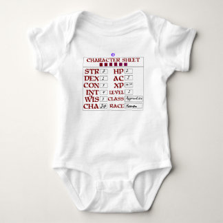 Baby RPG-Charakter-Blatt des Niveau-1 menschliches Strampler