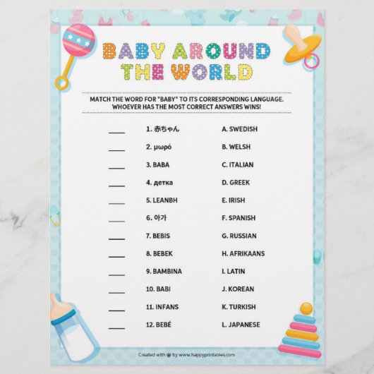 Baby rund um die Welt [Baby Basics Blue] Briefbogen (Vorderseite)