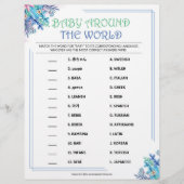 Baby rund um die Welt [blaue Flora] Briefbogen (Vorderseite)