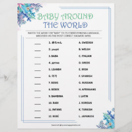 Baby rund um die Welt [blaue Flora] Briefbogen