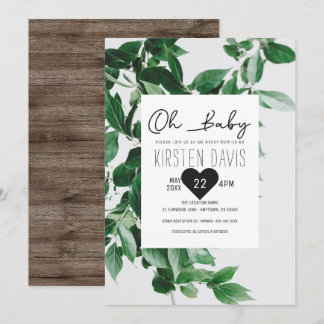 Baby Rustic Country Wood Greenery Baby Dusche Einladung
