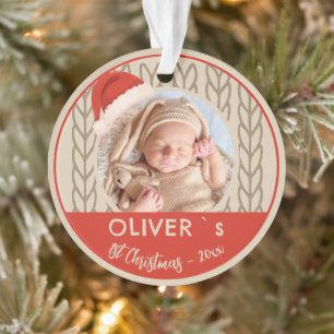 Baby`s 1. Weihnachten Santa-Hut Strickfoto Ornament