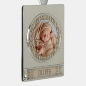 Baby`s 1st Christmas Knitting Photo Banner-Ornament Silber (Rechts)