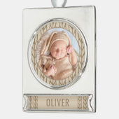 Baby`s 1st Christmas Knitting Photo Banner-Ornament Silber (Links)