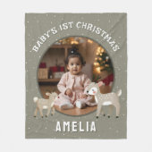 Baby’s 1st Christmas Reindeer Keepsake Photo Fleecedecke (Vorderseite)