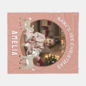 Baby’s 1st Christmas Reindeer Keepsake Photo Fleecedecke (Vorderseite (Horizontal))