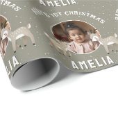 Baby’s 1st Christmas Reindeer Keepsake Photo Geschenkpapier (Rolleneckpunkt)