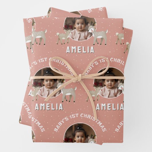 Baby’s 1st Christmas Reindeer Keepsake Photo Geschenkpapier Set (Beispiel)