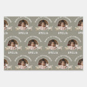 Baby’s 1st Christmas Reindeer Keepsake Photo Geschenkpapier Set (Vorderseite 2)