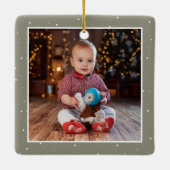 Baby’s 1st Christmas Reindeer Keepsake Photo Keramikornament (Rückseite)