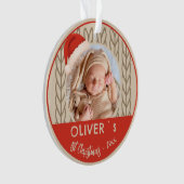 Baby`s 1st Christmas Santa Hat Knitting Photo Ornament (Vorderseite)
