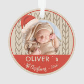Baby`s 1st Christmas Santa Hat Knitting Photo Ornament (Rückseite)