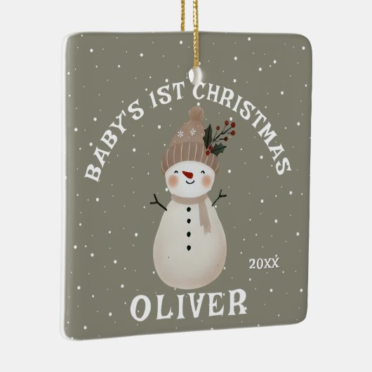 Baby’s 1st Christmas Snowman Keepsake Photo Keramikornament (Rechts)