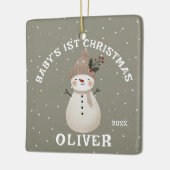 Baby’s 1st Christmas Snowman Keepsake Photo Keramikornament (Links)