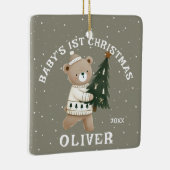 Baby’s 1st Christmas Tree Bear Keepsake Photo Keramikornament (Rechts)
