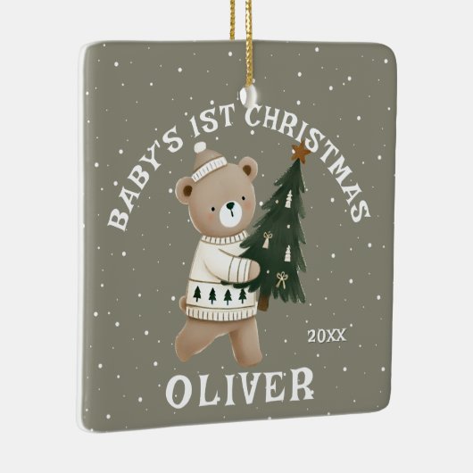 Baby’s 1st Christmas Tree Bear Keepsake Photo Keramikornament (Rechts)
