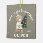 Baby’s 1st Christmas Tree Bear Keepsake Photo Keramikornament (Links)