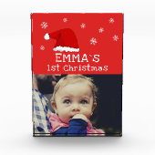 Baby`s erste Weihnachts-Rote Weihnachtsmannmütze S Fotoblock (Vorderseite)