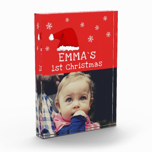 Baby`s erste Weihnachts-Rote Weihnachtsmannmütze S Fotoblock (Links)