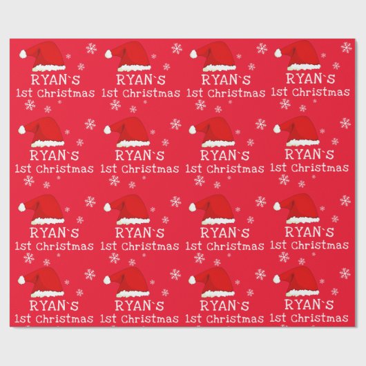 Baby`s erste Weihnachts-Rote Weihnachtsmannmütze S Geschenkpapier (Flach)