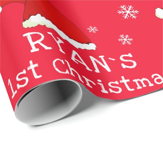 Baby`s erste Weihnachts-Rote Weihnachtsmannmütze S Geschenkpapier (Rolleneckpunkt)