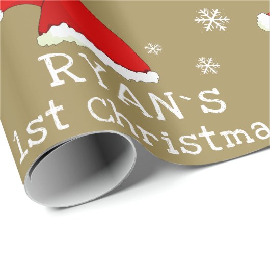 Baby`s erste Weihnachts-Rote Weihnachtsmannmütze S Geschenkpapier (Rolleneckpunkt)