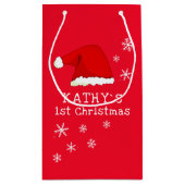 Baby`s erste Weihnachts-Rote Weihnachtsmannmütze S Kleine Geschenktüte (Rückseite)