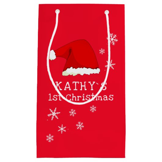 Baby`s erste Weihnachts-Rote Weihnachtsmannmütze S Kleine Geschenktüte (Vorderseite)