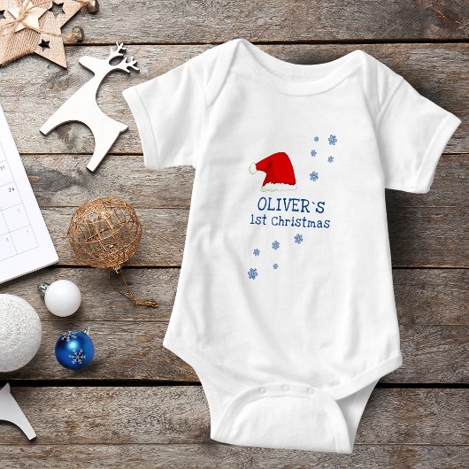 Baby`s erste Weihnachts-Weihnachtsmannmütze Snowfl Baby Strampler