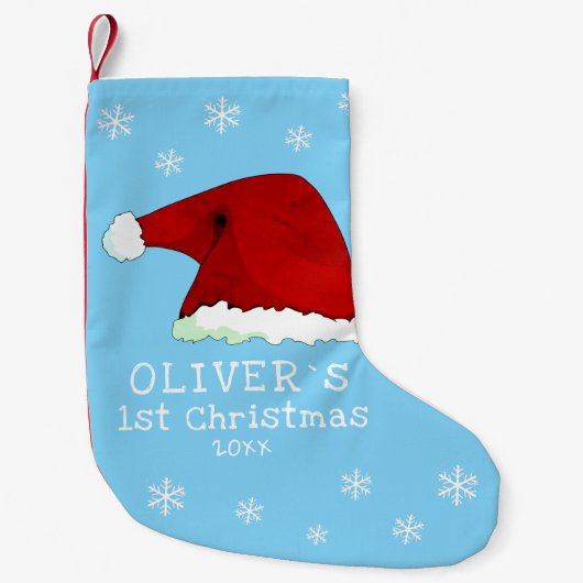 Baby`s erste Weihnachts-Weihnachtsmannmütze Snowfl Kleiner Weihnachtsstrumpf (Vorderseite)