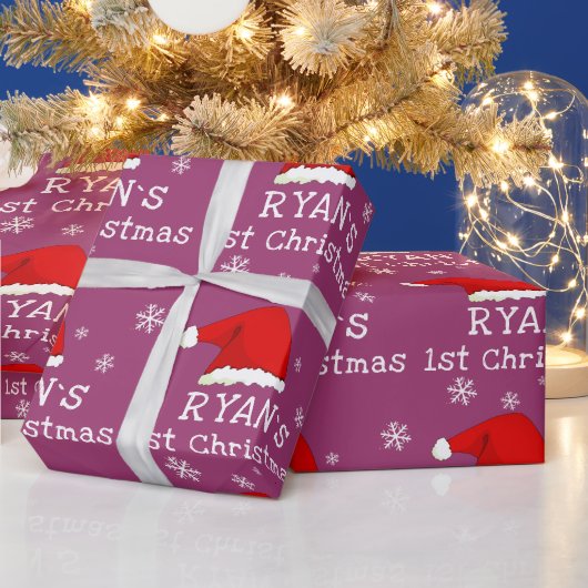 Baby`s erste Weihnachtsfeier Weihnachtsmannmütze S Geschenkpapier (Feiertage)