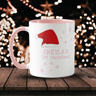 Baby`s erstes Weihnachten Santa Hut Schneeflocke K Tasse