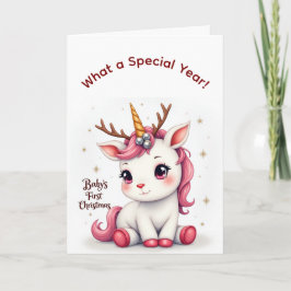 Baby’s First Christmas 2025 Unicorn Reindeer card Karte