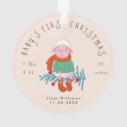Baby’s First Christmas Adorable Lamb Ornament (Rückseite)