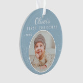 Baby`s First Christmas Blue Baby Boy Foto Ornament (Vorderseite)