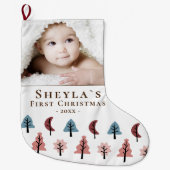 Baby`s First Christmas Cookie Trees Foto Großer Weihnachtsstrumpf (Vorderseite)