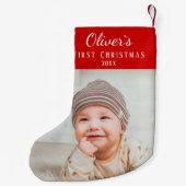 Baby`s First Christmas Custom Foto Kleiner Weihnachtsstrumpf (Rückseite)
