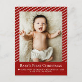 Baby’s First Christmas Custom Photo Birth Stat Postkarte (Vorderseite)