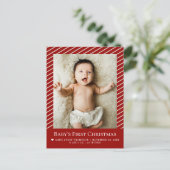 Baby’s First Christmas Custom Photo Birth Stat Postkarte (Stehend Vorderseite)