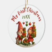 Baby’s First Christmas - Cute Holiday Gnomes Keramik Ornament (Links)