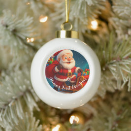Baby’s First Christmas - Cute Holiday Santa Keramik Kugel-Ornament