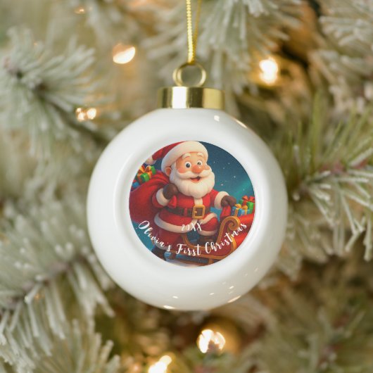 Baby’s First Christmas - Cute Holiday Santa Keramik Kugel-Ornament (Baum)
