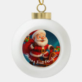 Baby’s First Christmas - Cute Holiday Santa Keramik Kugel-Ornament (Vorderseite)