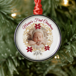 Baby’s First Christmas Gold Wreath Ornament Aus Metall