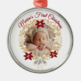 Baby’s First Christmas Gold Wreath Ornament Aus Metall