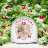 Baby’s First Christmas Gold Wreath Photo Schneekugeln (Weihnachten)