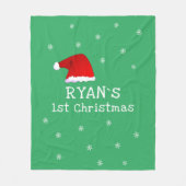 Baby`s First Christmas Green Weihnachtsmannmütze S Fleecedecke (Vorderseite)