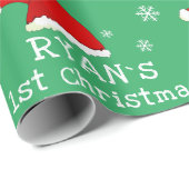 Baby`s First Christmas Green Weihnachtsmannmütze S Geschenkpapier (Rolleneckpunkt)