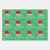 Baby`s First Christmas Green Weihnachtsmannmütze S Geschenkpapier Set (Vorderseite 2)